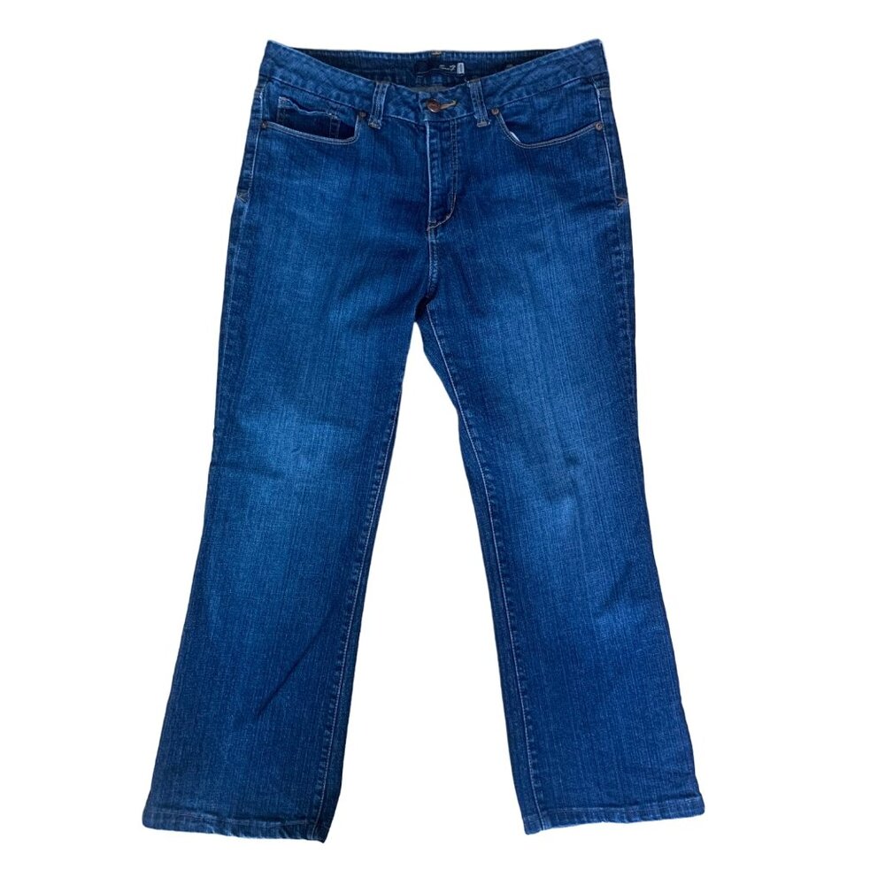 Seven7‎ Womens Bootcut Cropped Jeans Size 10 Dark Wash 34”x26” Stretch